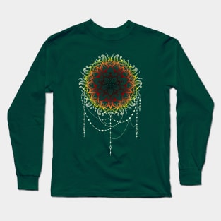 Macrame mandala in fire optics Long Sleeve T-Shirt